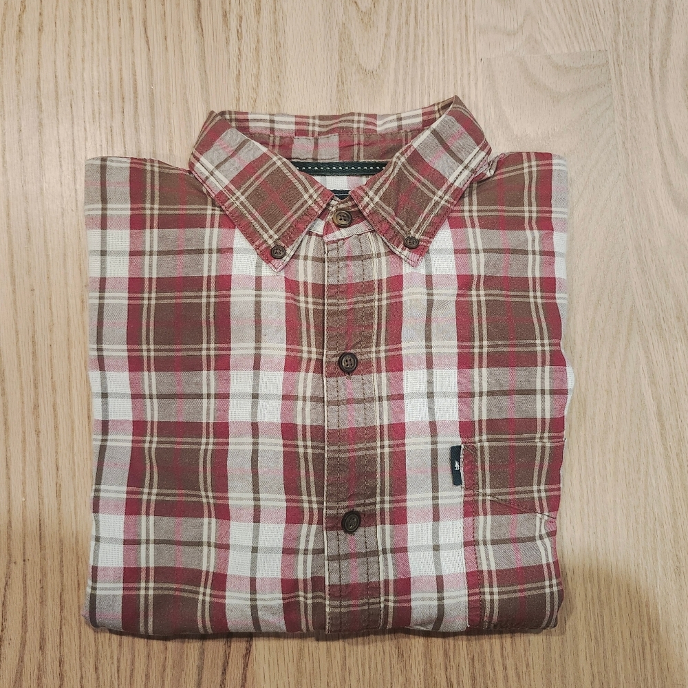G.H. Bass & Co. Burgundy and Cream Plaid Shirt